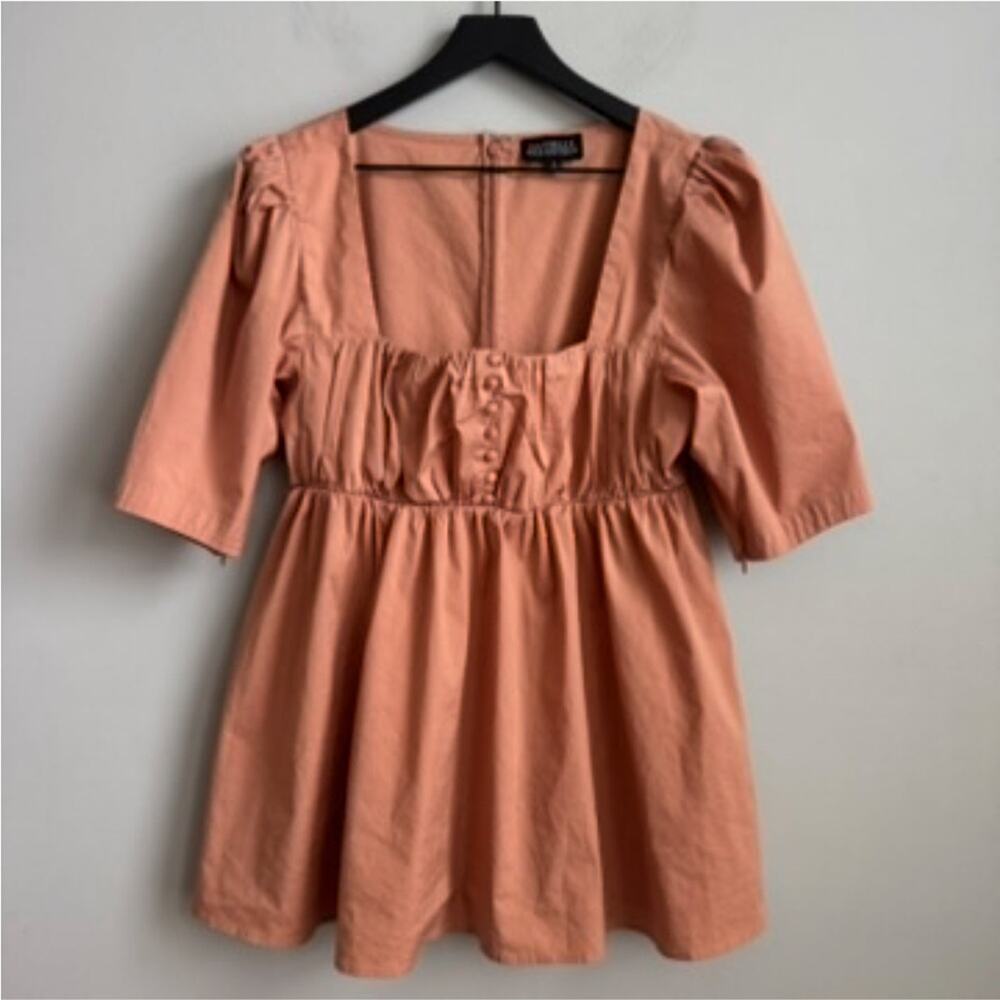 Danielle Bernstein Square Neck Babydoll Blouse in Terracotta Size Large